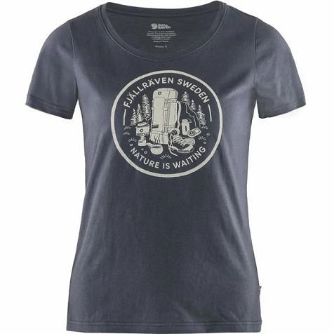 Fjallraven Udsalg T-Shirt Dame Fikapaus Mørkeblå ERYB15394